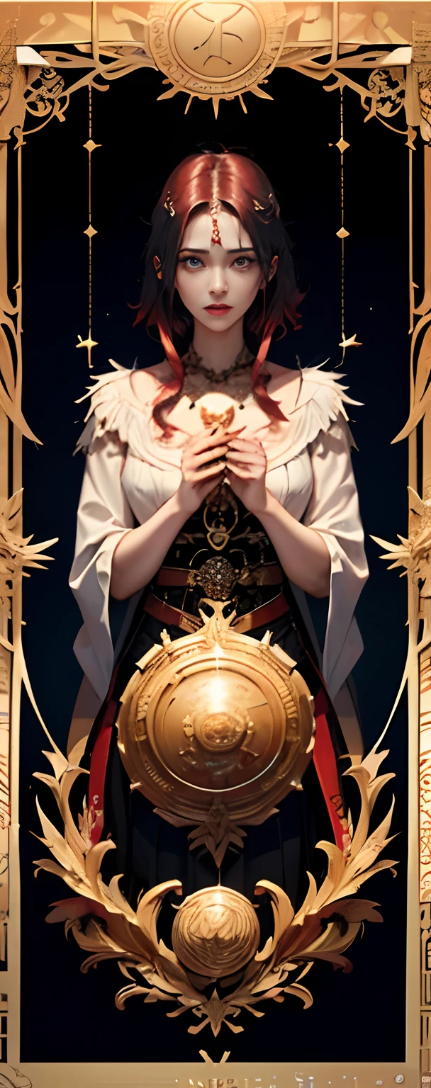 tarot cards,Full tarot border,(The image is surrounded by a tarot card-style border:1.8), (1 Men 1.5),Hades,The Grim Reaper armed with a giant scythe,(Wearing:black toga,),Fire-breathing eyes,angry look,(Hairstyles: Red curls,),Beard, Roman mythology,8k wallpaper,finely quality eyes,Right eyes,correct hand, Ultra-detailed, Beautiful and aesthetically pleasing, tmasterpiece, best qualityer, (s fractal art: 1.3), mountain ranges, Machine detailed, dynamic angle, Cowboy shot, The most beautiful forms of chaos, elegant, Fauvistdesign, vivd colour, romanticism lain, volcanoes,hell, Buble, shells, Blood, pearls,magma,火焰, Libra, shells, skulls, seele,Hold the giant scythe,Vintage style,Well-developed muscles,(zentangle,datura,Tangles,entangled), (s fractal art: 1.3),holy rays,gold foil,Gold leaf art,glitter drawing,Full tarot border,(Full border 1.5),(The border is centered at 1.8),Fang Yi