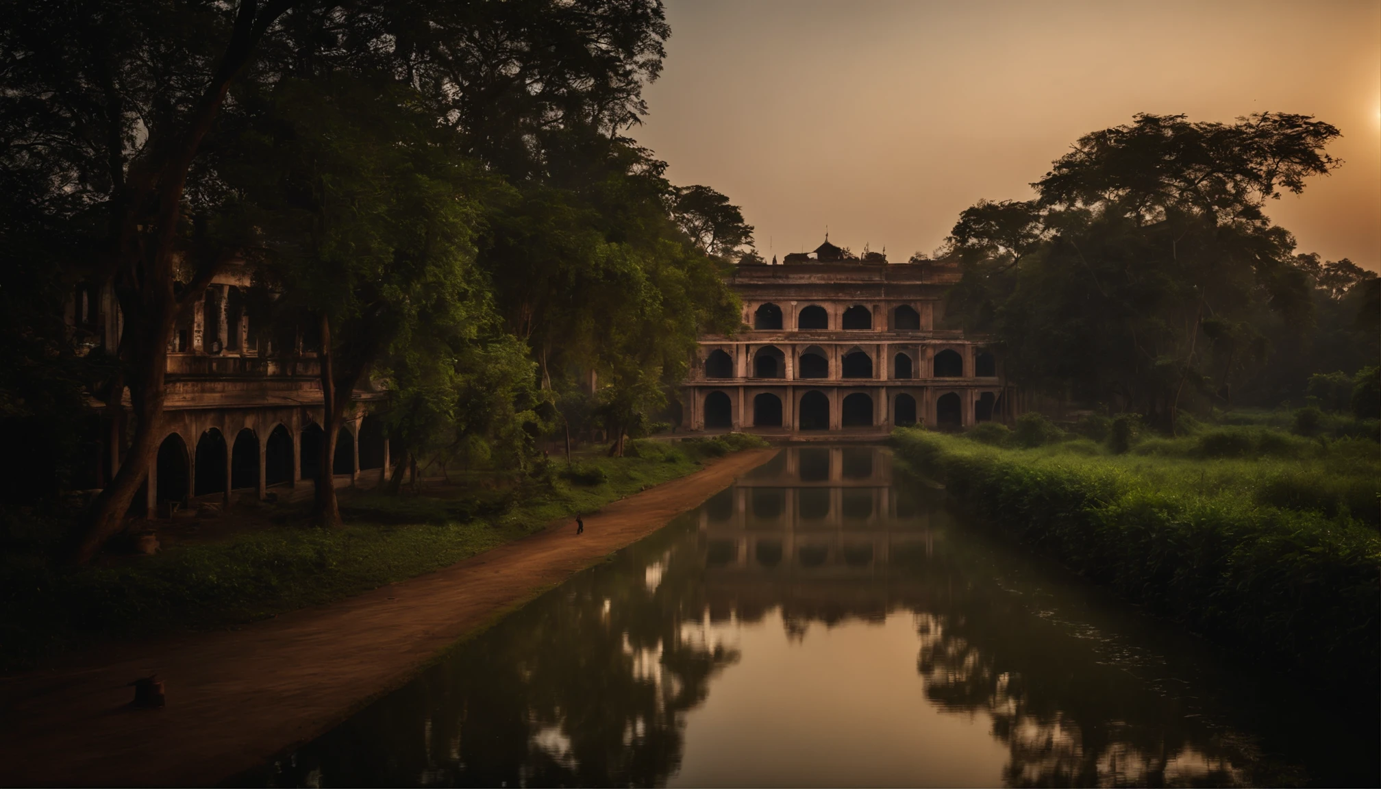 Dhaka estate site of Bangladesh Rupayan city, evening spectacular building, A beautiful water drain, some beautiful trees