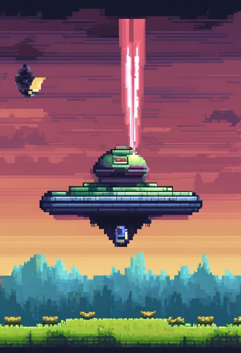Vertical scrolling shooter bosses、retro gaming、Disk-shaped UFO