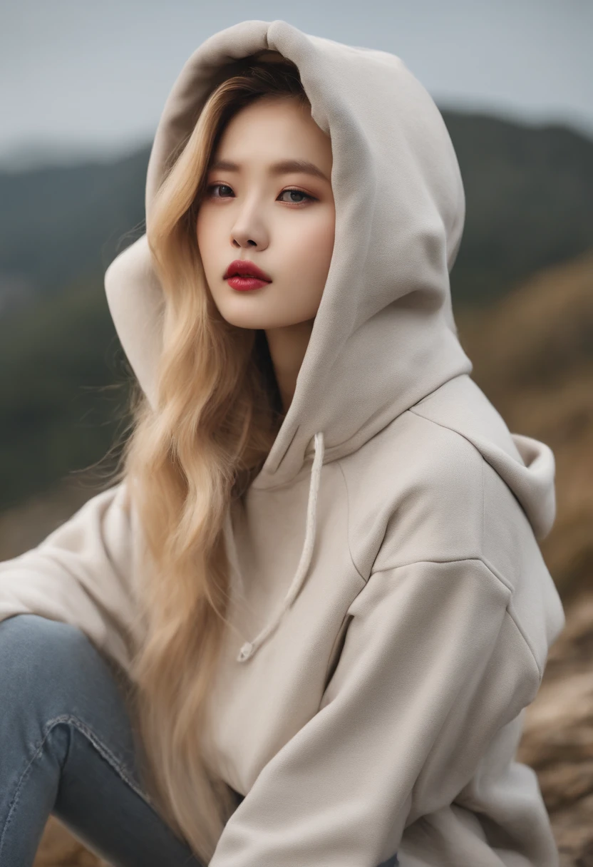 Fashionable Korea Hoodie Cute big hood a blond