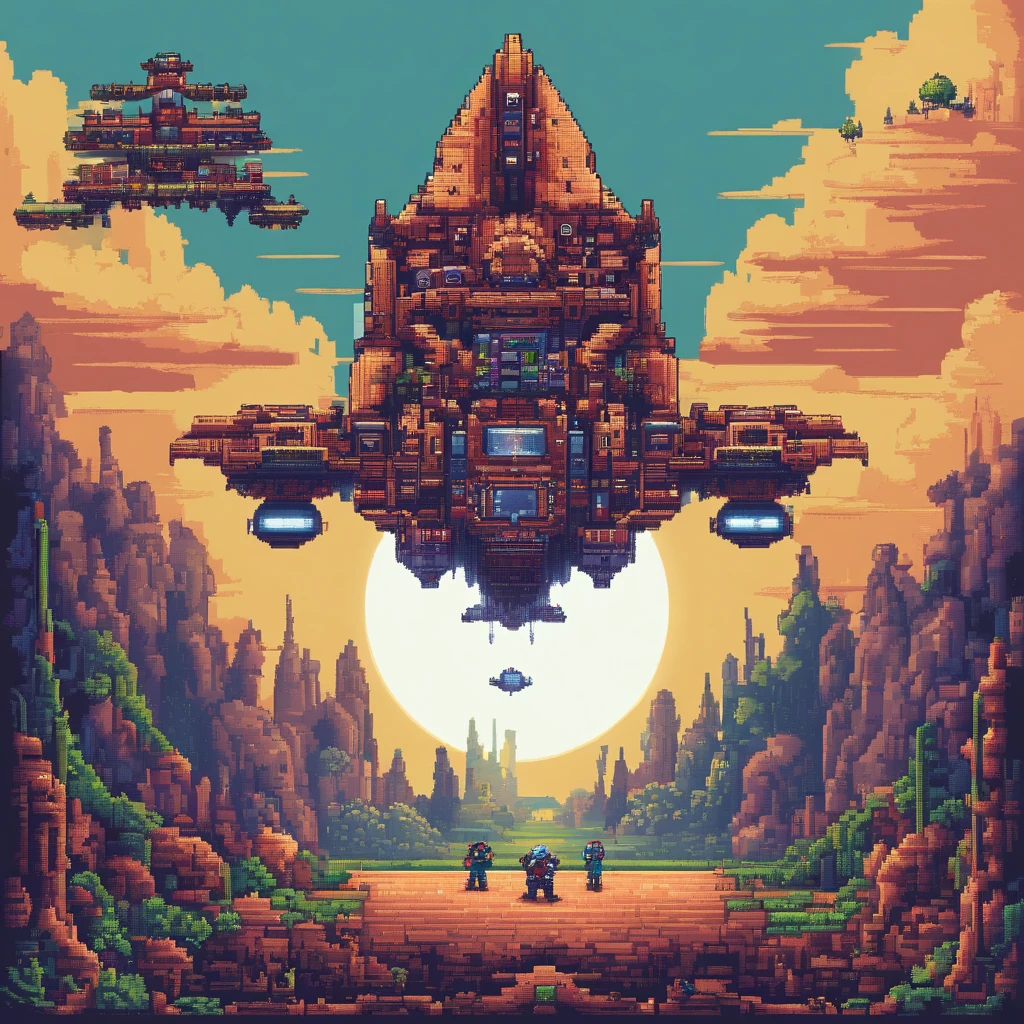 The last boss of vertical scrolling shooter、retro gaming、Symmetrical shape、spaceships