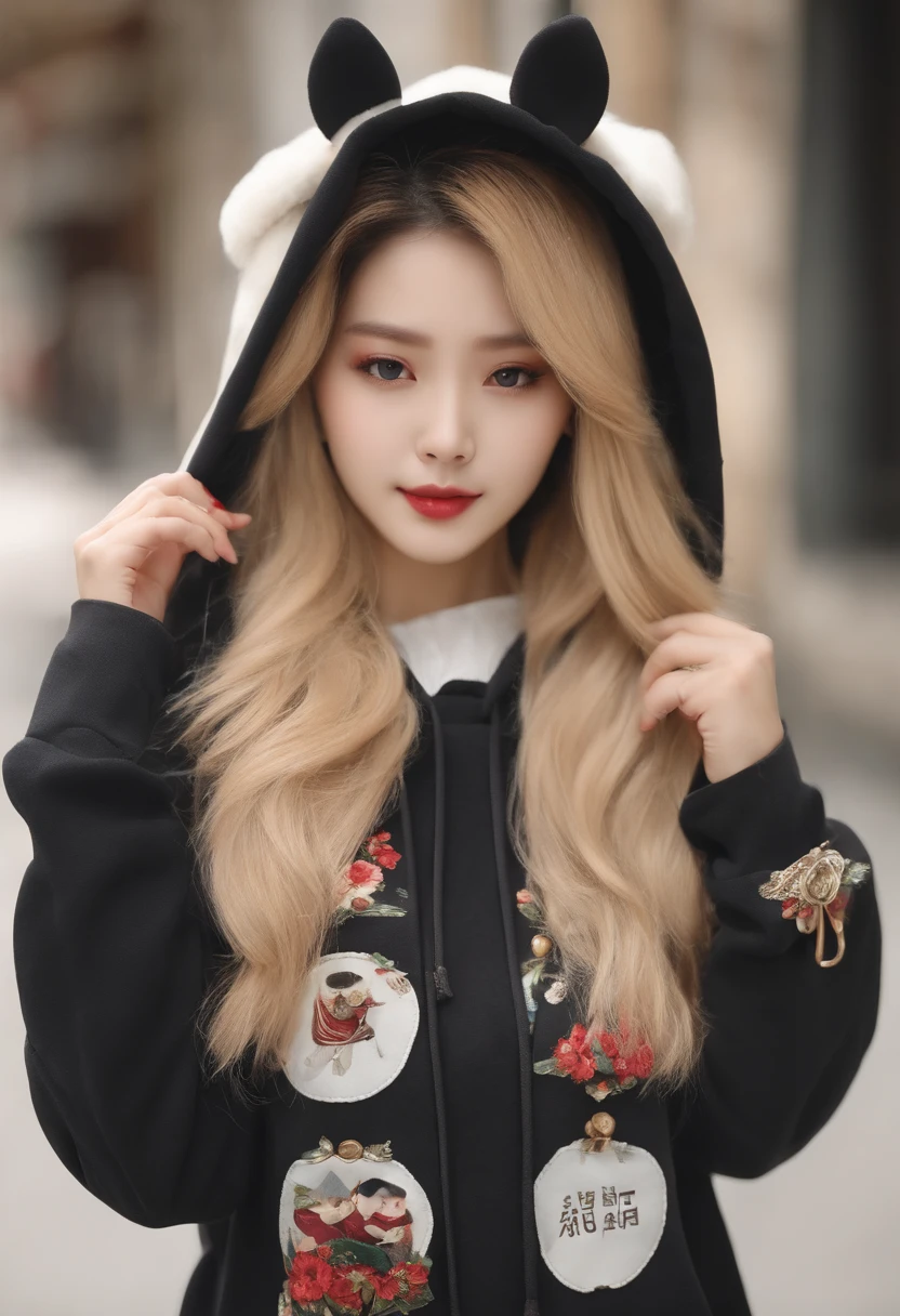 Fashionable Korea Hoodie Cute big hood a blond