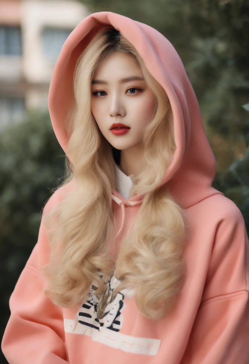 Fashionable　Korea　Hoodie　Cute big hood　a blond