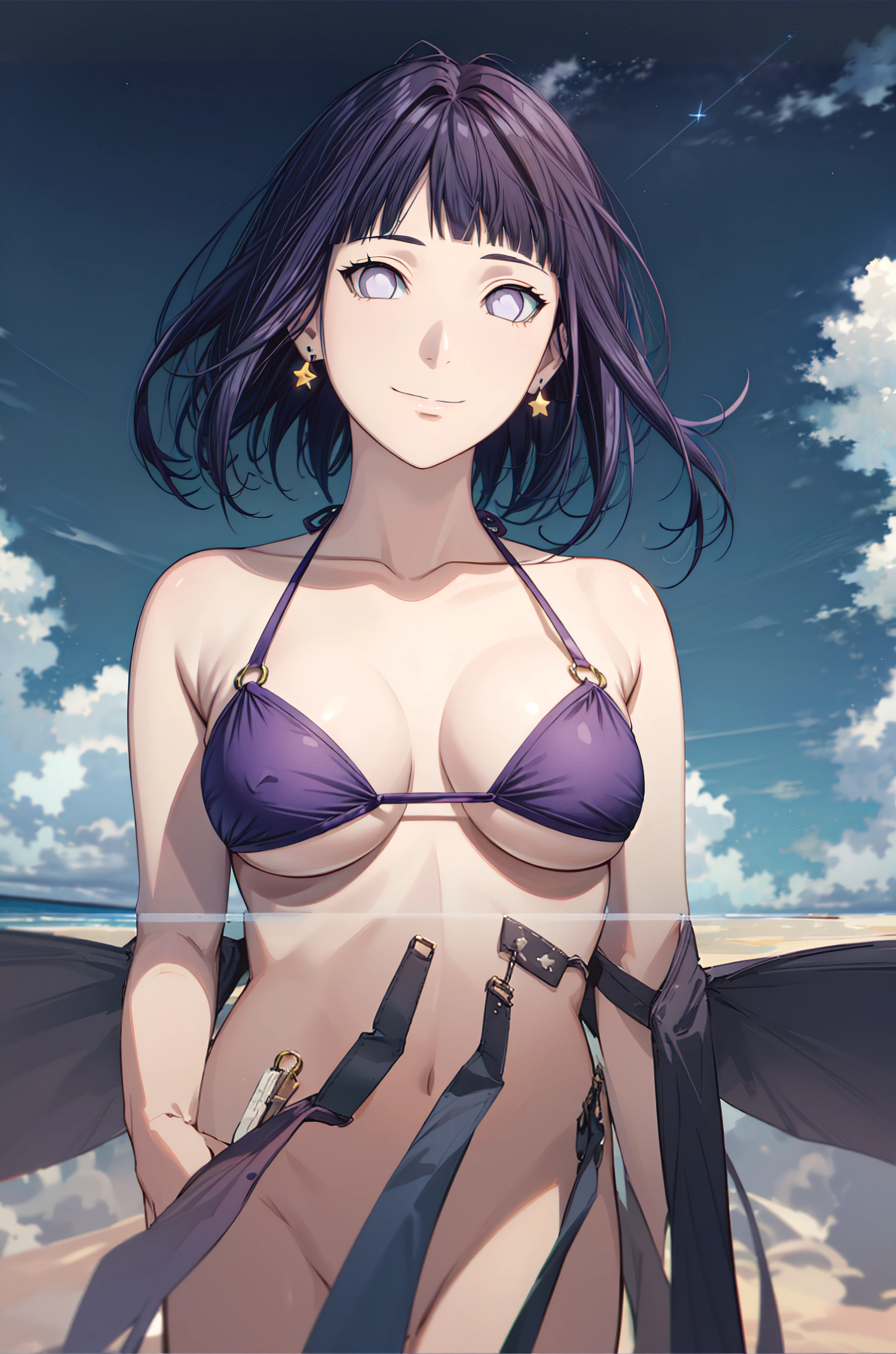 complete body and ckear sky in the background,