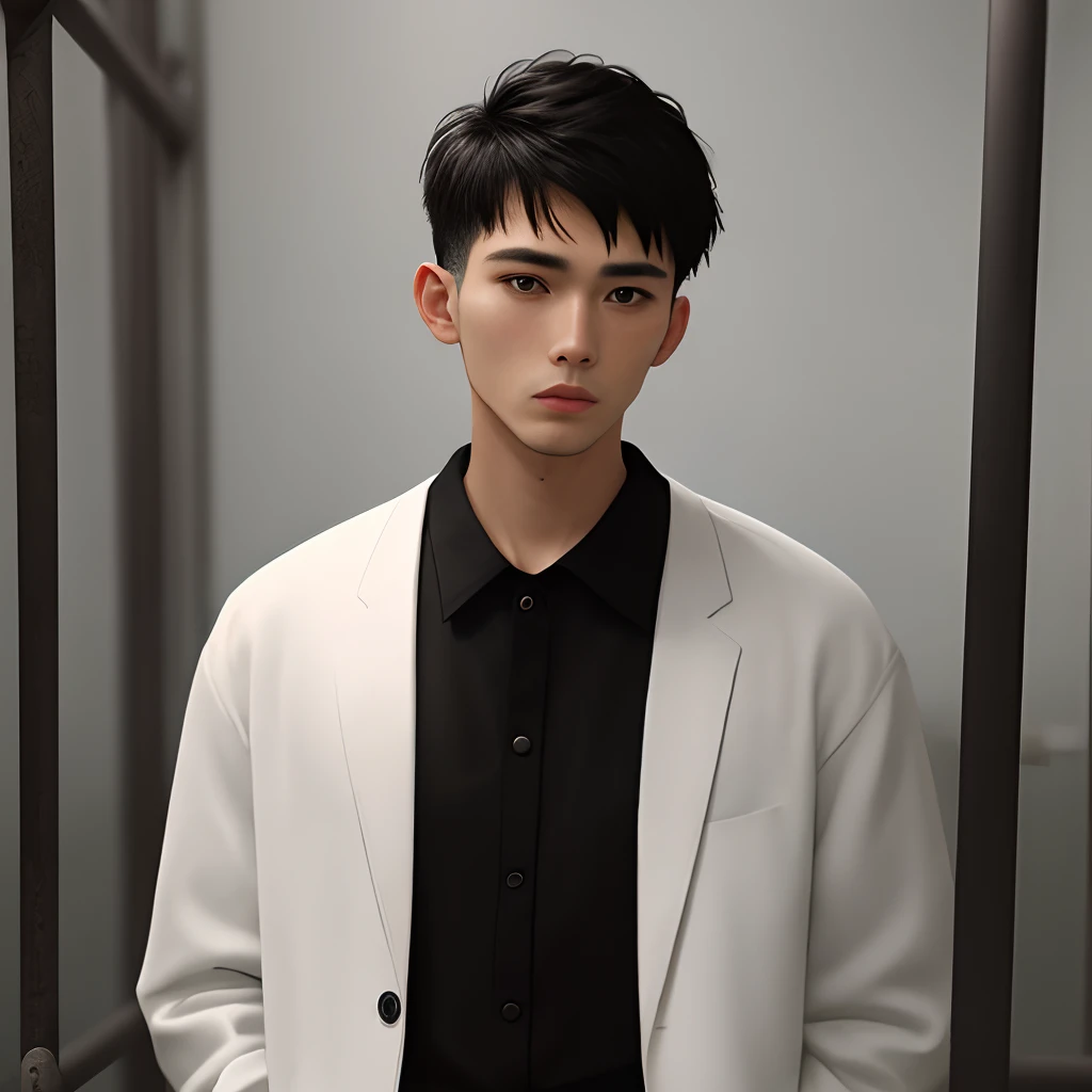 a man wearing black and white clothes in prison