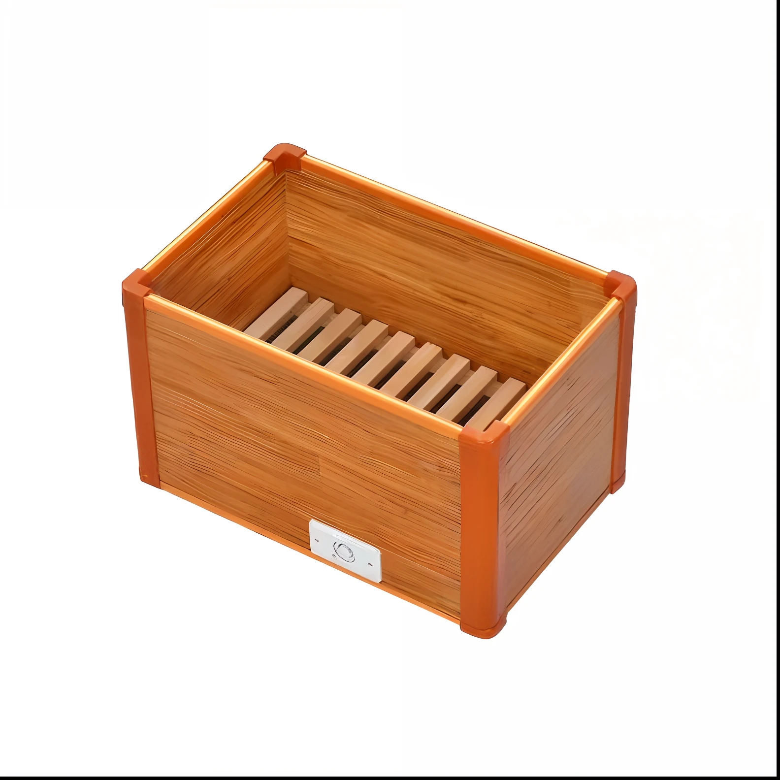 There is a wooden box with a wooden lid and a wooden drawer, Bamboo, Product photo, Official product image, box, Extremely high quality, manual, Wooden shell, 5D, 5 d, Excellent quality, high high quality, jia, wood, depiction, Very high quality, product introduction photos, bottom - view, bamboo wood, Masterpiece, Filter,You want to add a living room background,There was a sofa,There are greenery