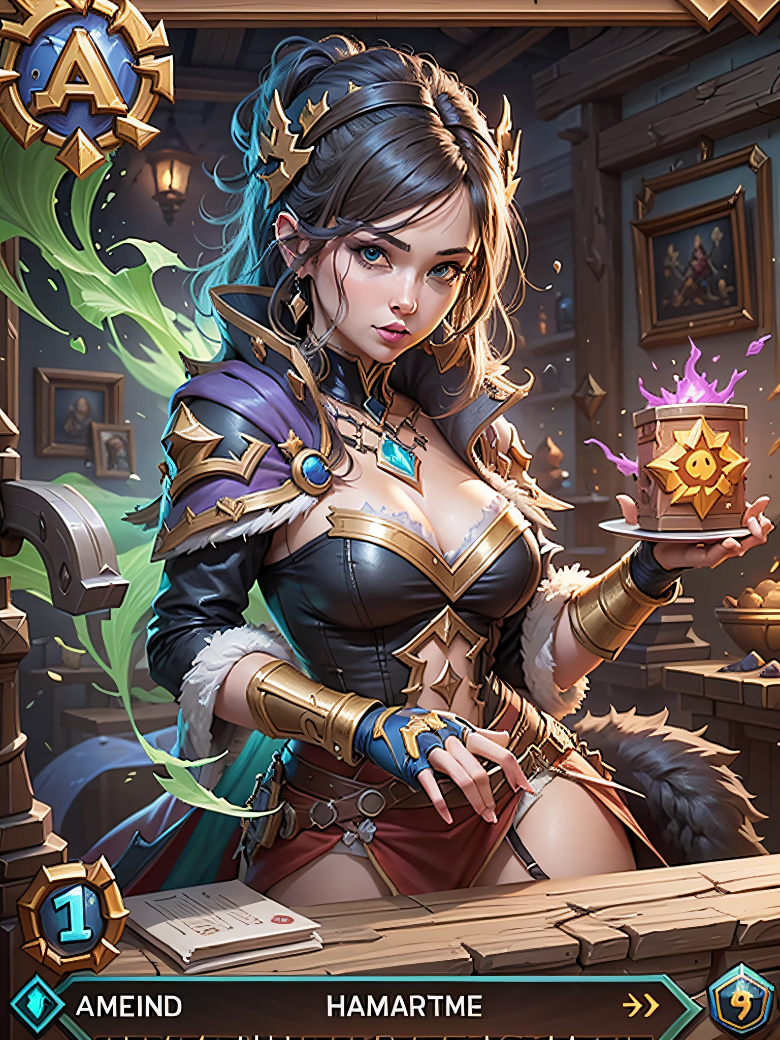 hearthstone card, front game card, from hearthstone, hearthstone card art, Card game, warrior, League of Legends character, League of Legends concept art, splash art, League of Legends splash art, official splash art, League of Legends art, League of Legends character art, League of Legends , League of Legends Splashart, skill power, concept art, best quality, detailed, best quality, high quality, High details, A close-up of a menu with a fantasy adventure theme background, Dungeons & Dragons RPG concept fantasy art and various icons, game interface, game interface, Game HUD, Game UI asset design, UI board, item art, Game icon asset, stylized game icon, Game style Hearthstone color, HUD health bar, PC screenshot, game screen, detailed screenshot, no volcano, game overlay, ...png, NO PREVIEW, A game-based battle card,To have various attributes such as:wind, fire, lightning, Dark Earth, gold, Wood, water, ice。Other systems make their own edits。 --auto --s2