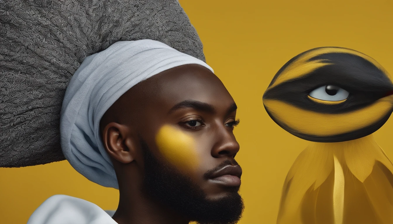 Personagem com cabelo preto, olhos vermelhos e azuis, moletom branco com uma estampa de um raio amarelo, bermuda preta e raios nos ouvidos
