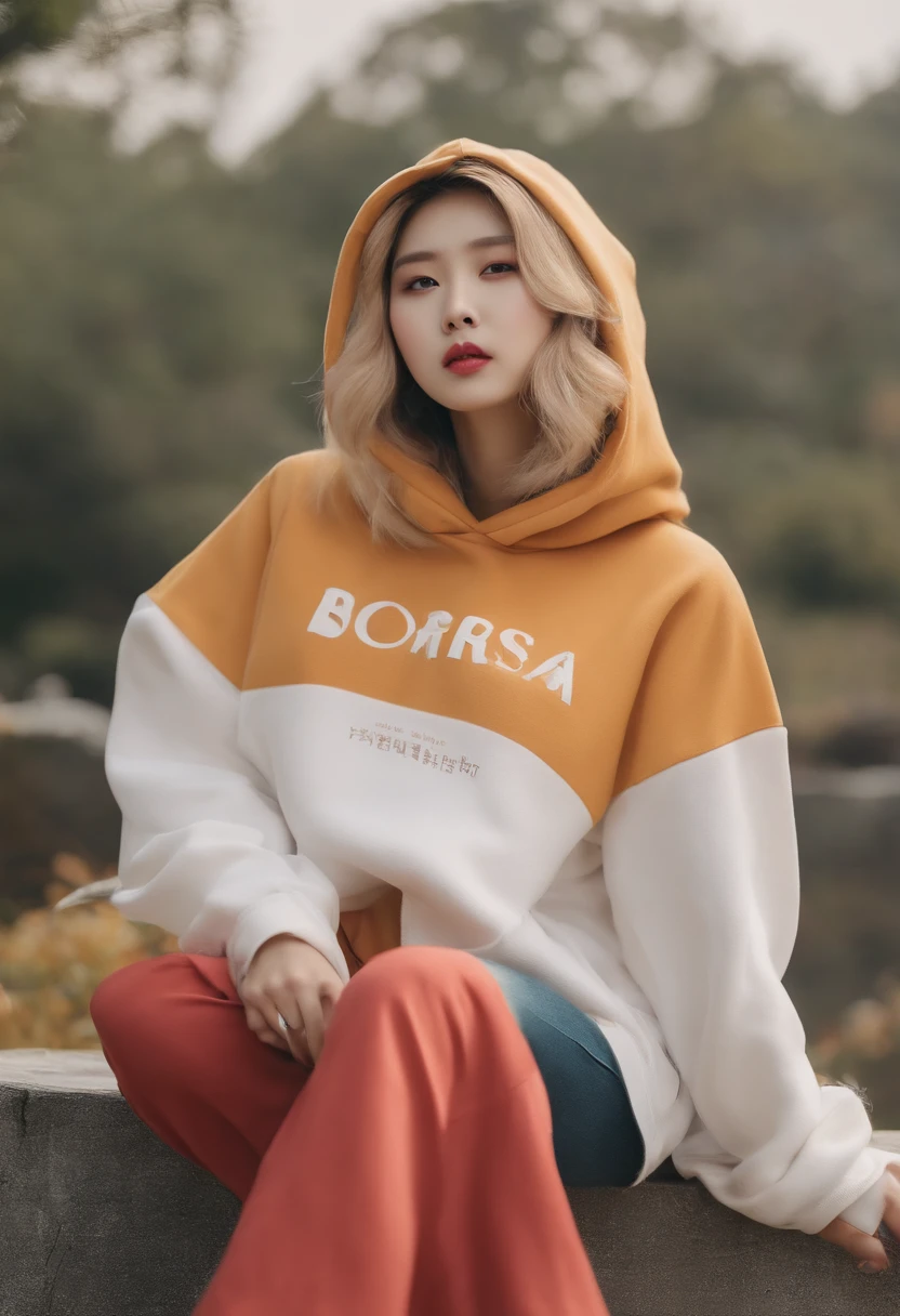 Fashionable Korea Hoodie Cute big hood a blond spotless