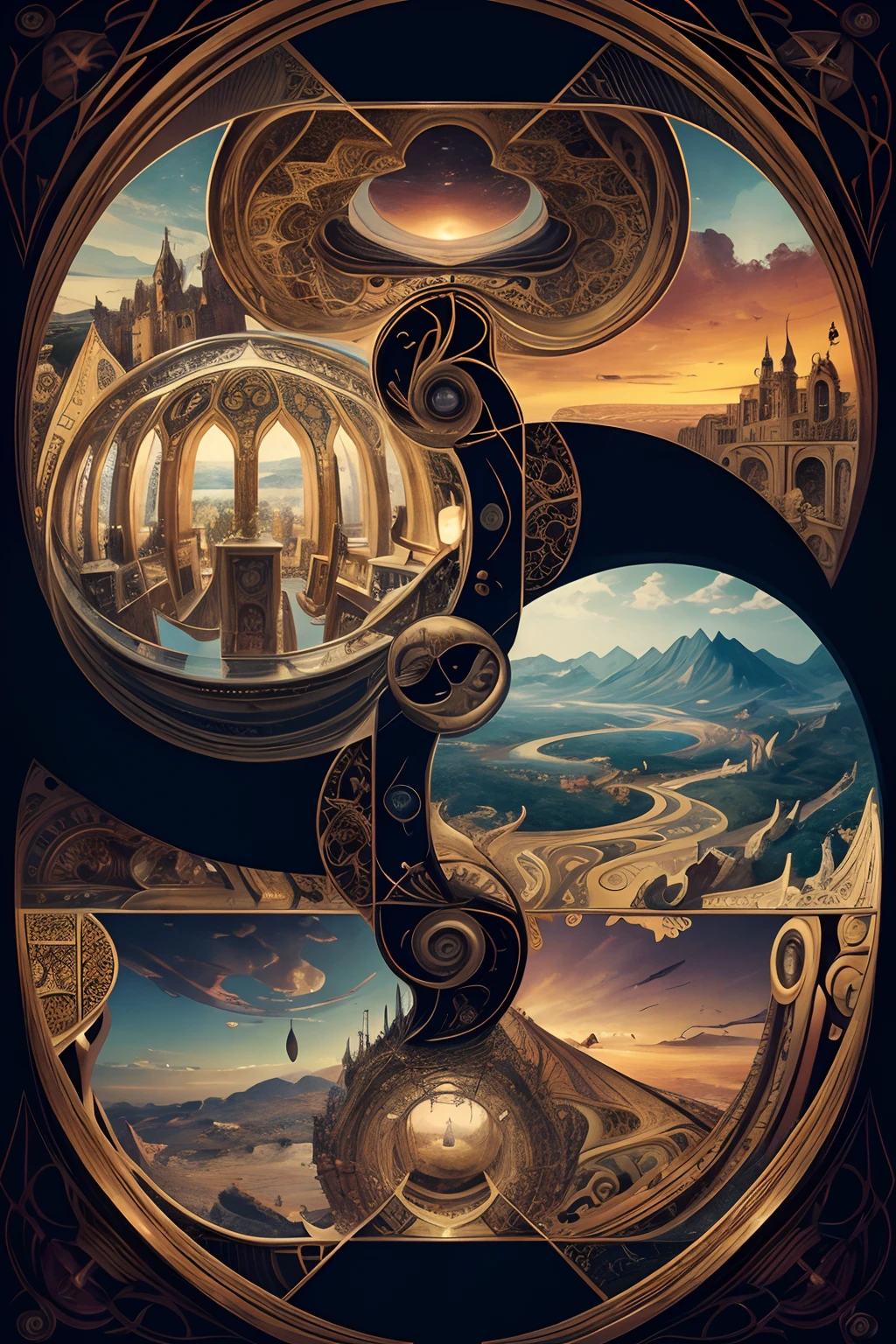 The award-winning illustration, reminiscent of Dali and M.C. Escher, is a digital masterpiece. It skillfully weaves the intricate metaphors of "Bohemian Rhapsody" into a surrealist dreamscape. Vivid colors and meticulous details draw the viewer into a landscape where reality and fantasy collide. The intricate patterns and optical illusions pay homage to Escher's style, while Dali's surrealism is evident in the distorted and dreamlike elements. The composition skillfully juxtaposes the contrasting emotions and themes of the song, creating a captivating visual narrative. The artwork is a surreal, metaphorical journey through the song's lyrics, bringing to life the emotional complexity of the music. The artist's technique is a masterful blend of digital artistry, showcasing the ability to translate complex themes into visual poetry. It's a striking and thought-provoking piece that captures the essence of "Bohemian Rhapsody."