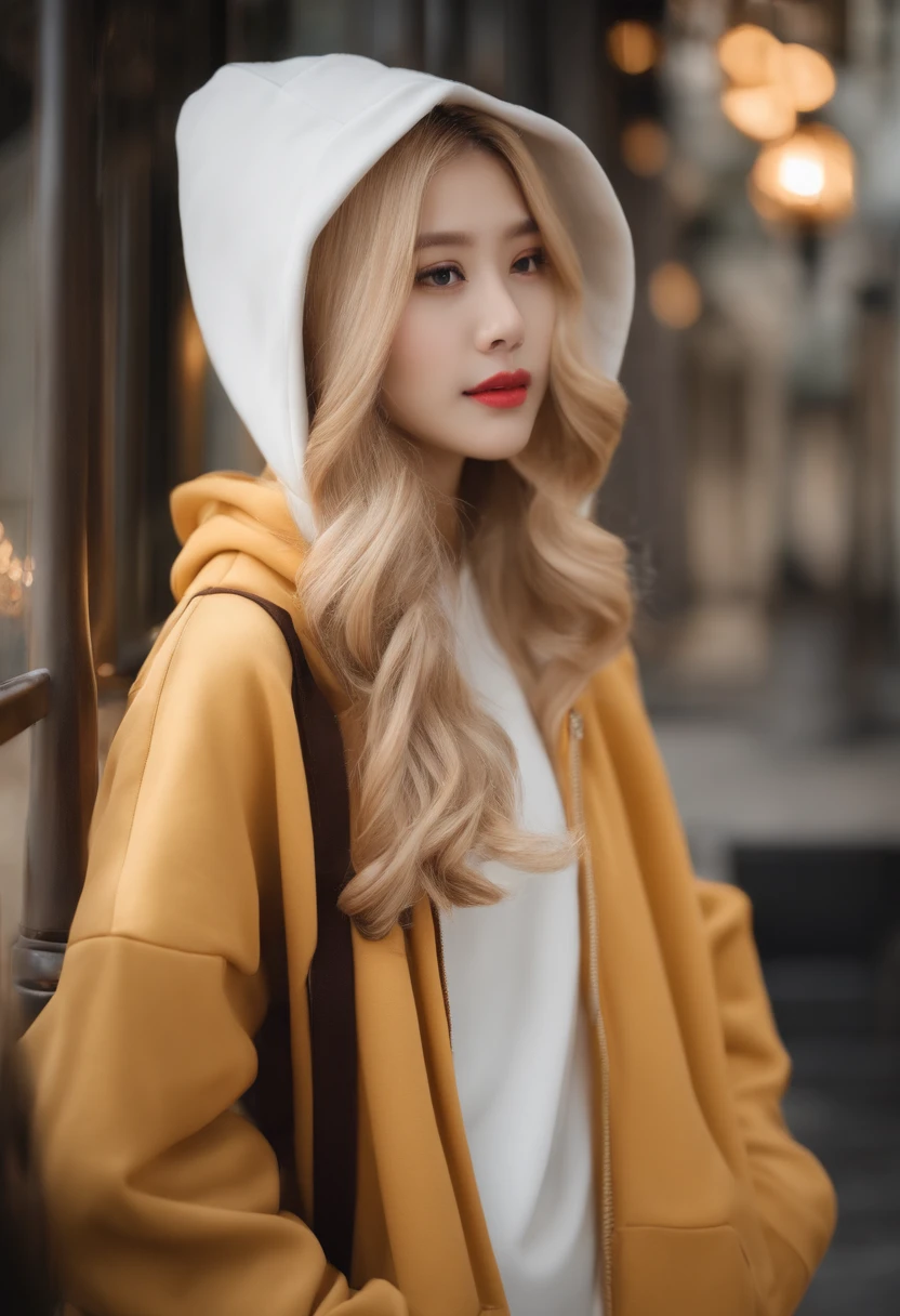 Fashionable　Korea　Hoodie　Cute big hood　a blond
