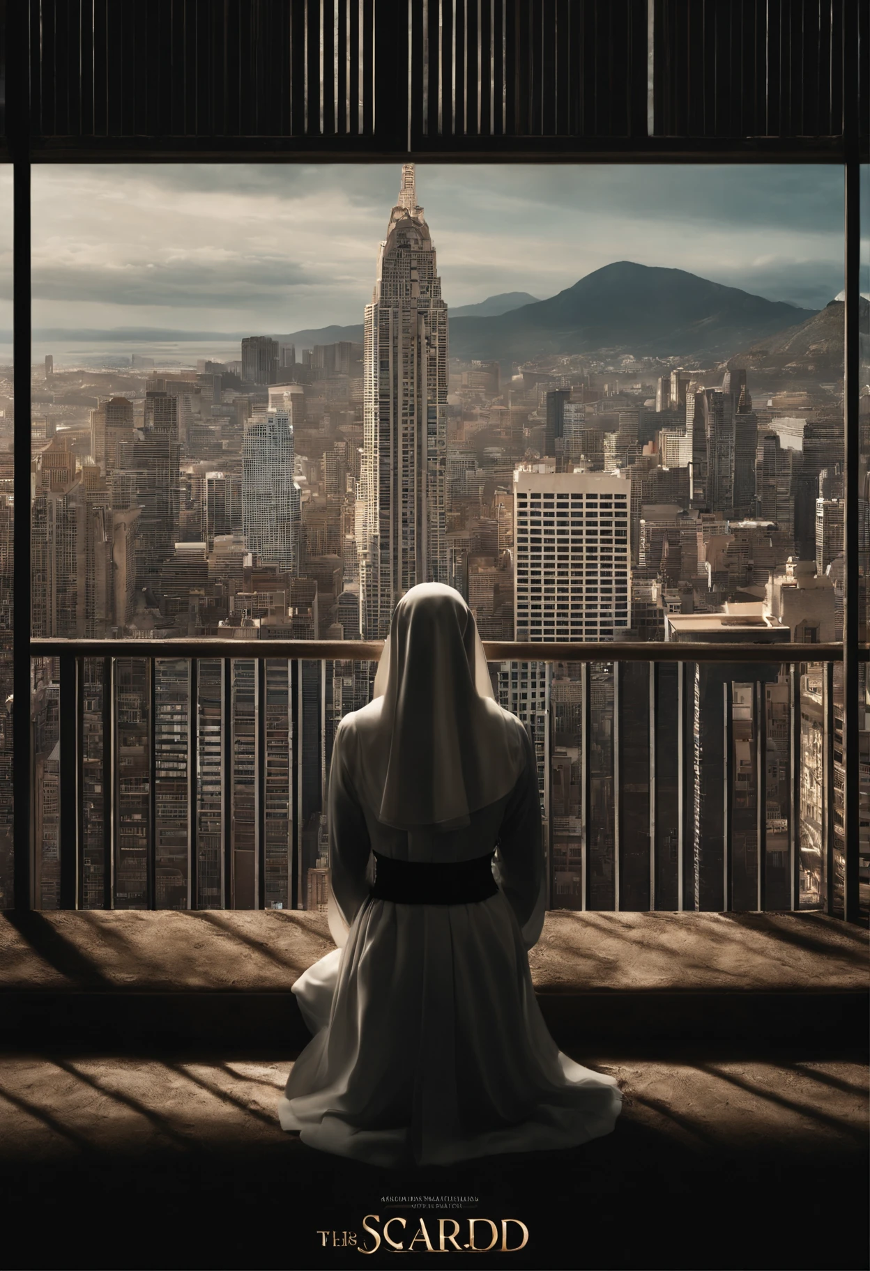 On the left hand, uma figura que simboliza a vida religiosa e serena, with a convent in a tranquil setting and a nun in contemplation. On the right hand, A depiction of the criminal underworld with gloomy skyscrapers, luzes de neon e a figura de um mafioso em um terno elegante.
Estes elementos poderiam estar sobrepostos com uma linha que divide a capa ao meio, simbolizando a dicotomia entre os dois mundos. The title of the book, "Entre o Sagrado e o Proibido", poderia estar escrito em letras ousadas e contrastantes, talvez com a palavra "Sagrado" em tons mais suaves e a palavra "Proibido" em tons mais escuros, Representing the central conflict of the story.