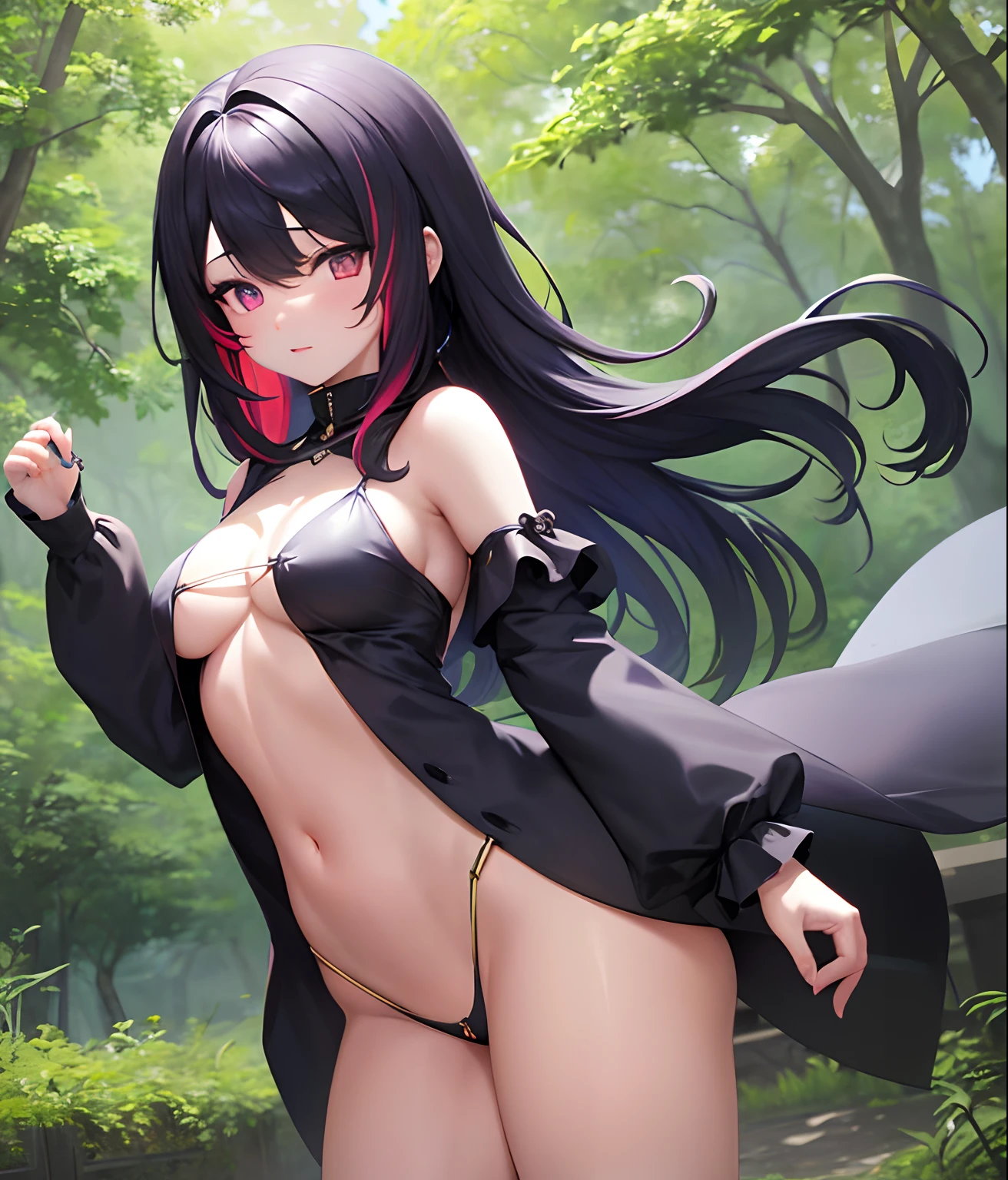 (peludo antro esponjoso: 1.3), smal boobs, 1 girl in, solo, cabello morado (ojos multicolores: 1.2), orejas de zorro, no tiene vestido, no tener ropa puesta