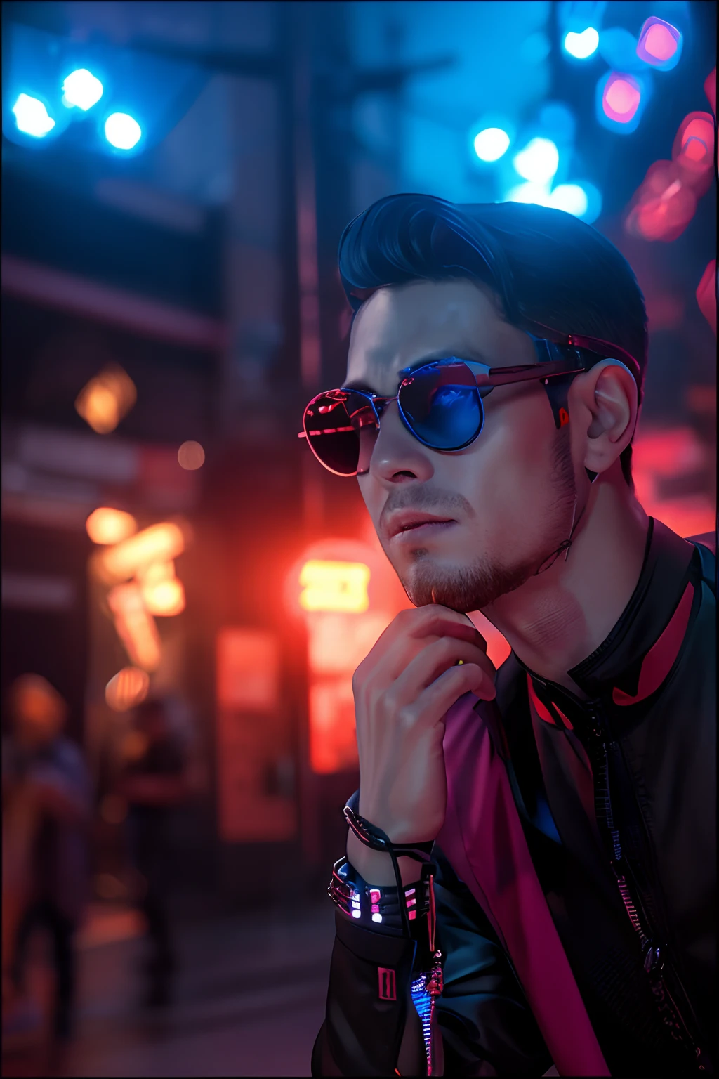 Change background cyberpunk handsome boy, Realistic face , 8k ultra realistic .