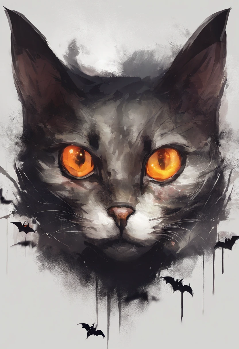 halloween cat bat