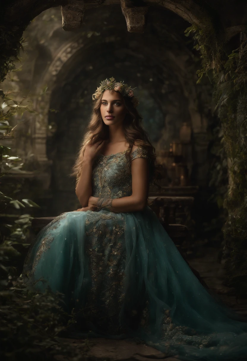 (Best Quality,4K,8K,hight resolution,masutepiece:1.2),Ultra-detailed,(Realistic,Photorealistic,Photorealsitic:1.37),Tarot Card Reading, Seductive fairy girl, mystic atmosphere, magical forest, ethereal glow, Vibrant colors, Intricate details, Otherworldly beings, Whimsical element, mystic symbols, Surreal Beauty, captivating aura, Dreamy environment, a mythical creature, Divine Light, ethereal wings, a captivating gaze, Complex lace dresses, Glamorous crown, Delicate flowers, Pose Seductive, Mystical energy, Ancient wisdom, Powerful intuition, Tarot Deck, Mysterious Shadow, celestial background, glowing gemstones, Hidden meaning, Transformative experiences, Spiritual connection, Magical powers, divination, Elemental Magic, cosmic forces, Ancient rituals, Invisible areas, Mysterious fate, A fascinating adventure, Whimsical landscapes