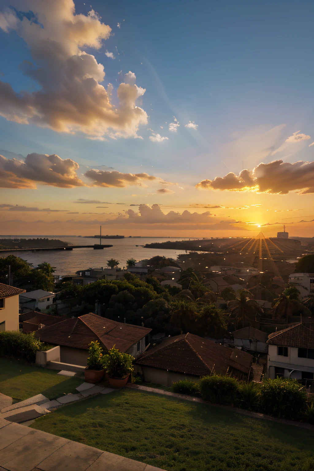change photo background with sunset view