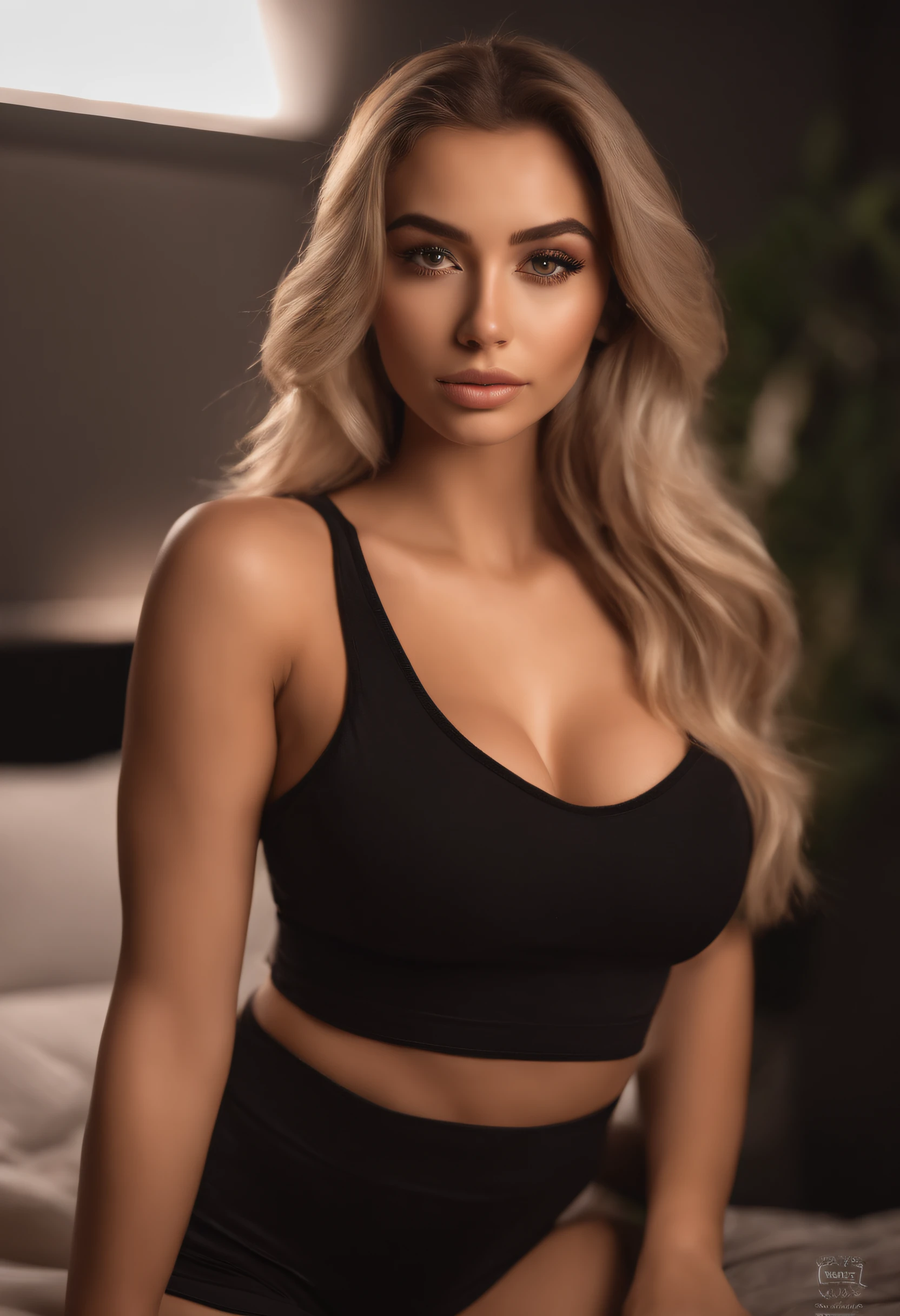 woman with matching tank top and panties, fille sexy aux yeux bleus, Portrait Sophie Mudd, Portrait de Corinna Kopf, cheveux blonds et grands yeux, selfie of a young woman, Les yeux dans la chambre, Violet Myers, ohne Maquillage, maquillage naturel, Look directly into the camera, Visage avec Artgram, dezentes Maquillage, Superbe photo du corps entier, dans la chambre, Fission beautiful buttocks beautiful hip American