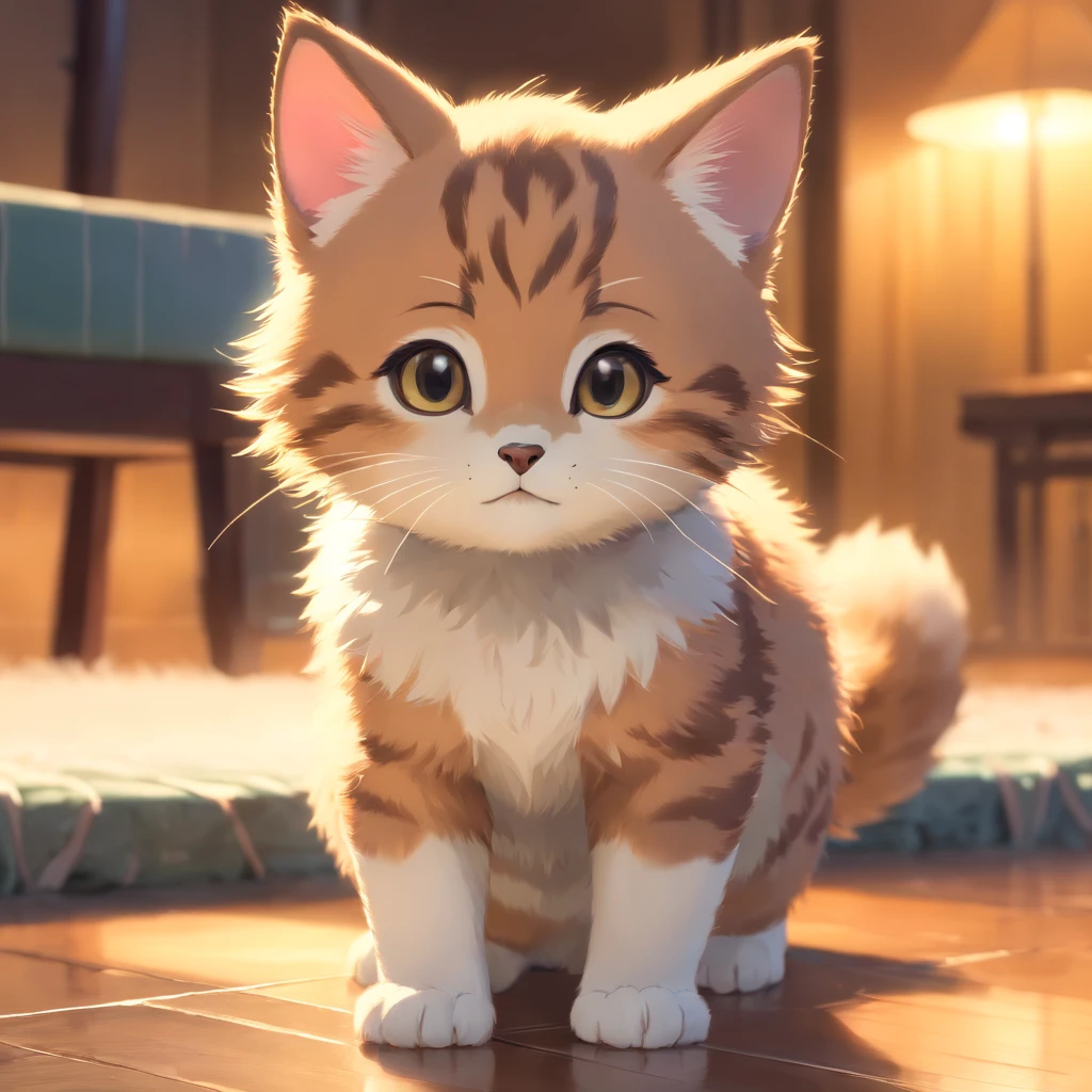 top-quality,4K,8K,A high resolution,tmasterpiece:1.2),ultra - detailed,(Realist,Photorealist,Photorealist:1.37), Cute kitten with paws raised