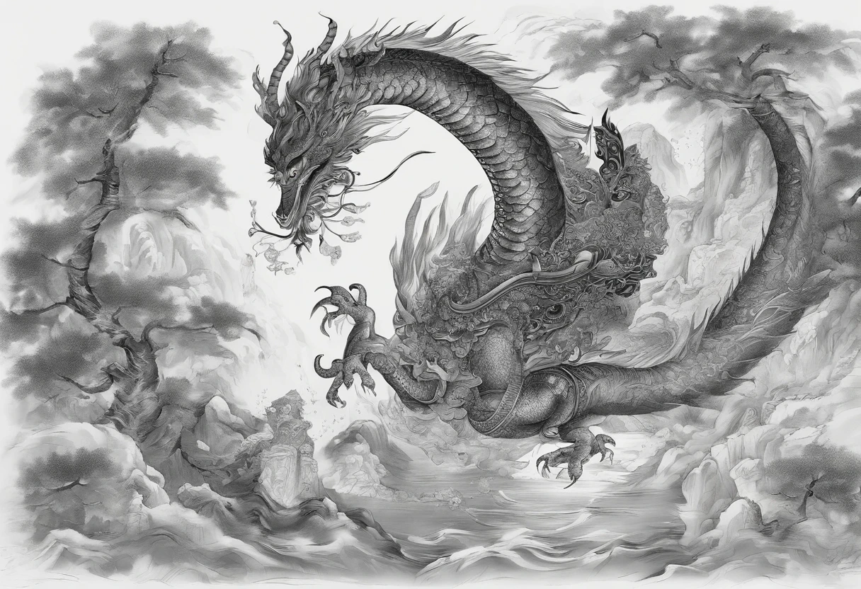 Northern song dynasty,the emperor,Shangchao,The emperor was dressed in ornate dragon robes,Wearing a golden crown on his head,sitting on a dragon chair,Hundreds of civil and military officials gathered in the court,A solemn and solemn atmosphere,painting of a,This scene is expressed in the way of Chinese painting,Emphasize the flow of lines and the shade of ink,