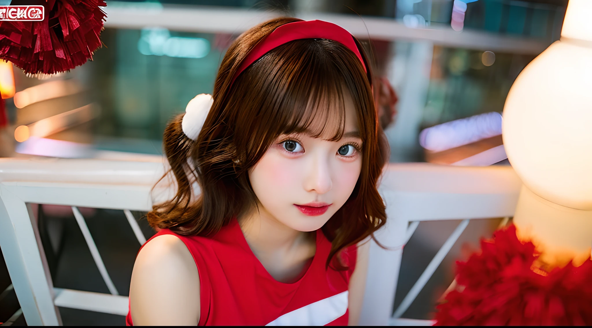 18-year-old cheergirl in a red miniskirt(f cup tits)