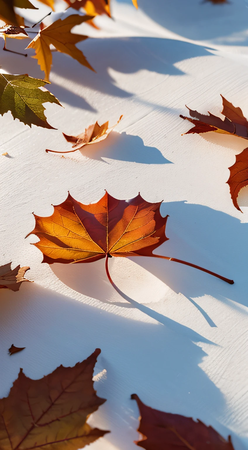 China has 24 solar terms,Frost, Autumn
leaves, Frost adheres to Autumn
leaves,Temperaturesdrop,Snow,Cool color,
Warm light, 8k —aspect 8:16 —v5.2