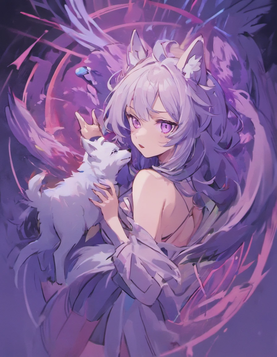 Harbingers of death Wolf and Lamb, both dawning masks, wolf’s mask is white, Lamb’s is black. Lamb is white with purple, blue, teal and light pink detailing. Wolf is black and has a smoky black aura with slight hints of purple.