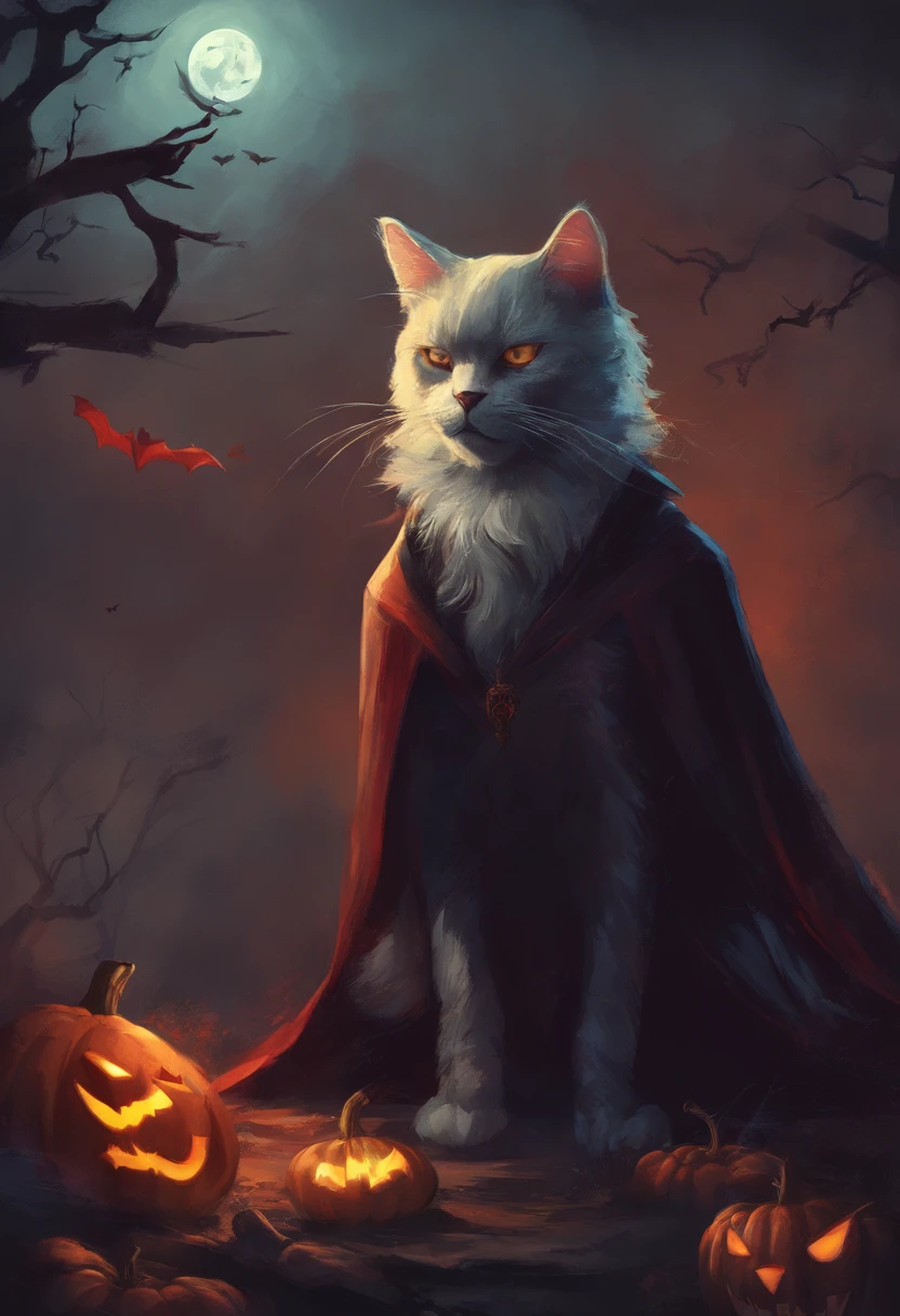 Halloween cat and vampire