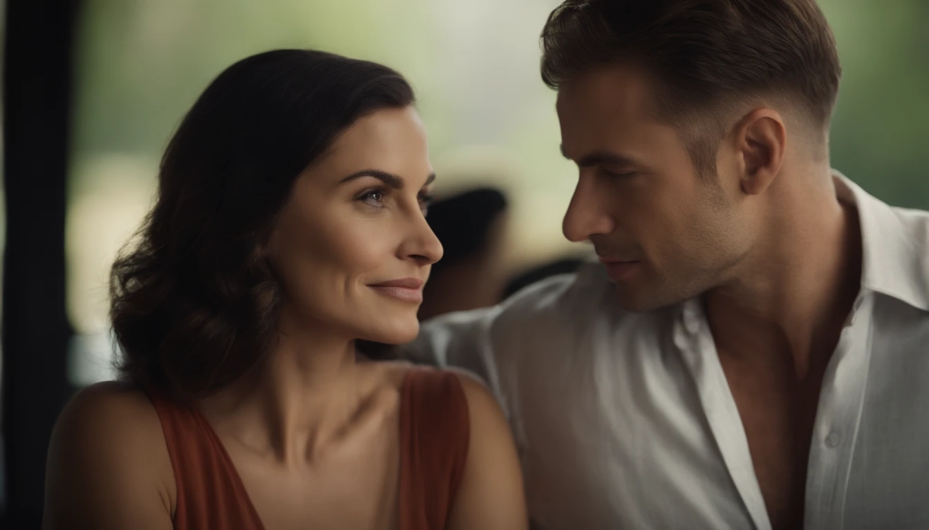 man and woman looking at each other
