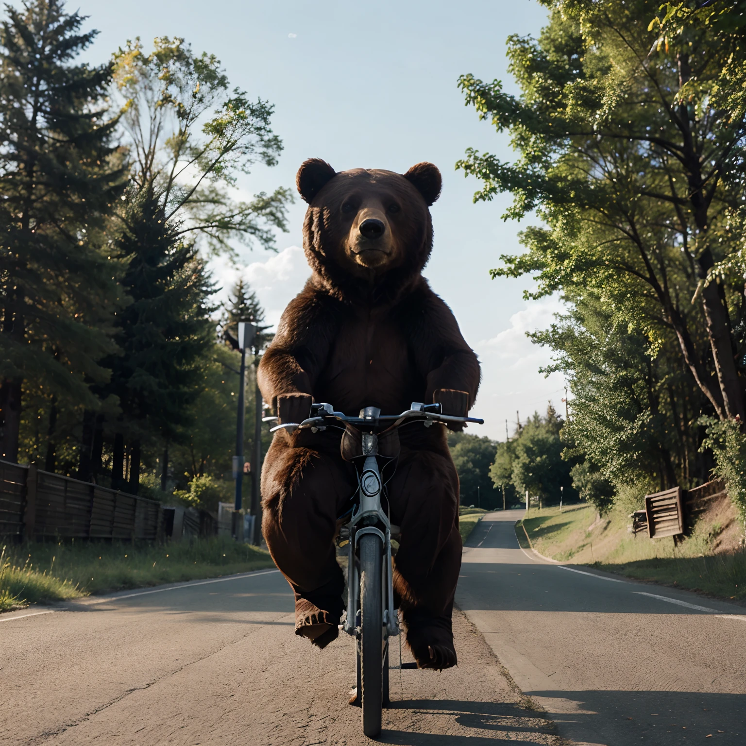 Bear riding bicycle