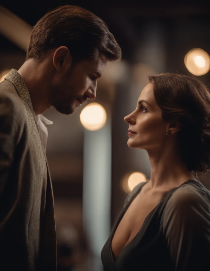 A man and woman standing next to each other in a room - SeaArt AI