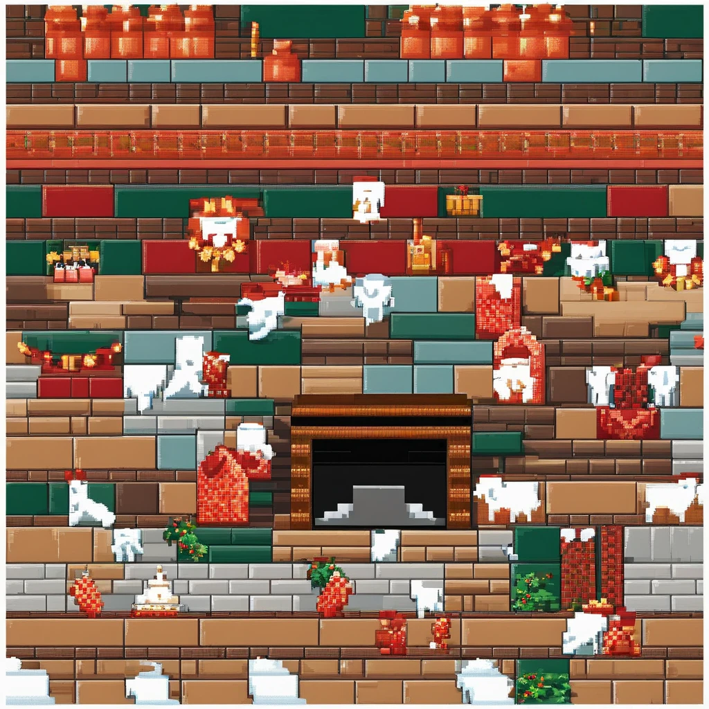 a brick fireplace with four christmas stockings with white fur