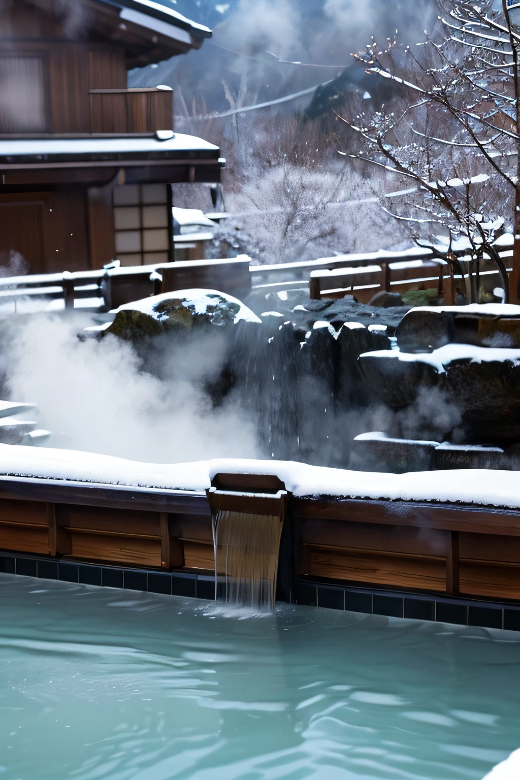 Hot spring immersion Naked Nipples Pussy Secret hot spring Foothills snow