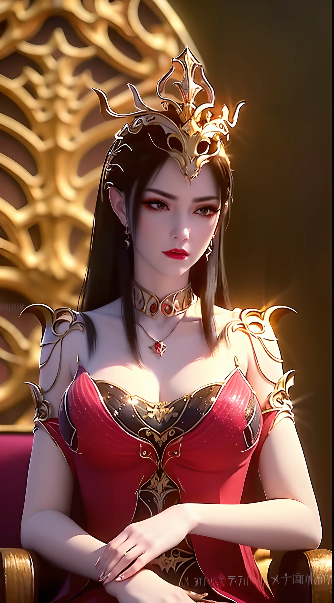 "An extremely beautiful queen,(best quality,4k,highres,masterpiece:1.2),ultra-detailed,(realistic,photorealistic,photo-realistic:1.37),beautiful queen,royal costume,sparkling crown,colorful gemstones,golden scepter,elegant pose,garden background,soft lighting,vibrant colors,delicate facial features,long flowing hair,big and round breasts,black eye pupils,The big, round platinum eyes are beautiful and super detailed,red and detailed makeup eyebrows,mouth closed tightly,dreamy atmosphere,the most perfect body,ethereal beauty,proud expression,clasped the queen's hands behind her back,strikingly graceful,lovely and charming,attention to detail,regal and majestic,fairytale-like ambiance,1 girl, 1 alone,full body"