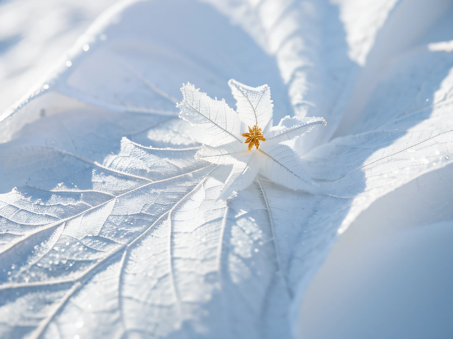 China has 24 solar terms,Frost, autumn
There is white frost on the leaves， Frost clings to autumn
leaf,Temperature drop,Snow,cool colours,
Warm light, 8k —aspect 8:16 —v5.2