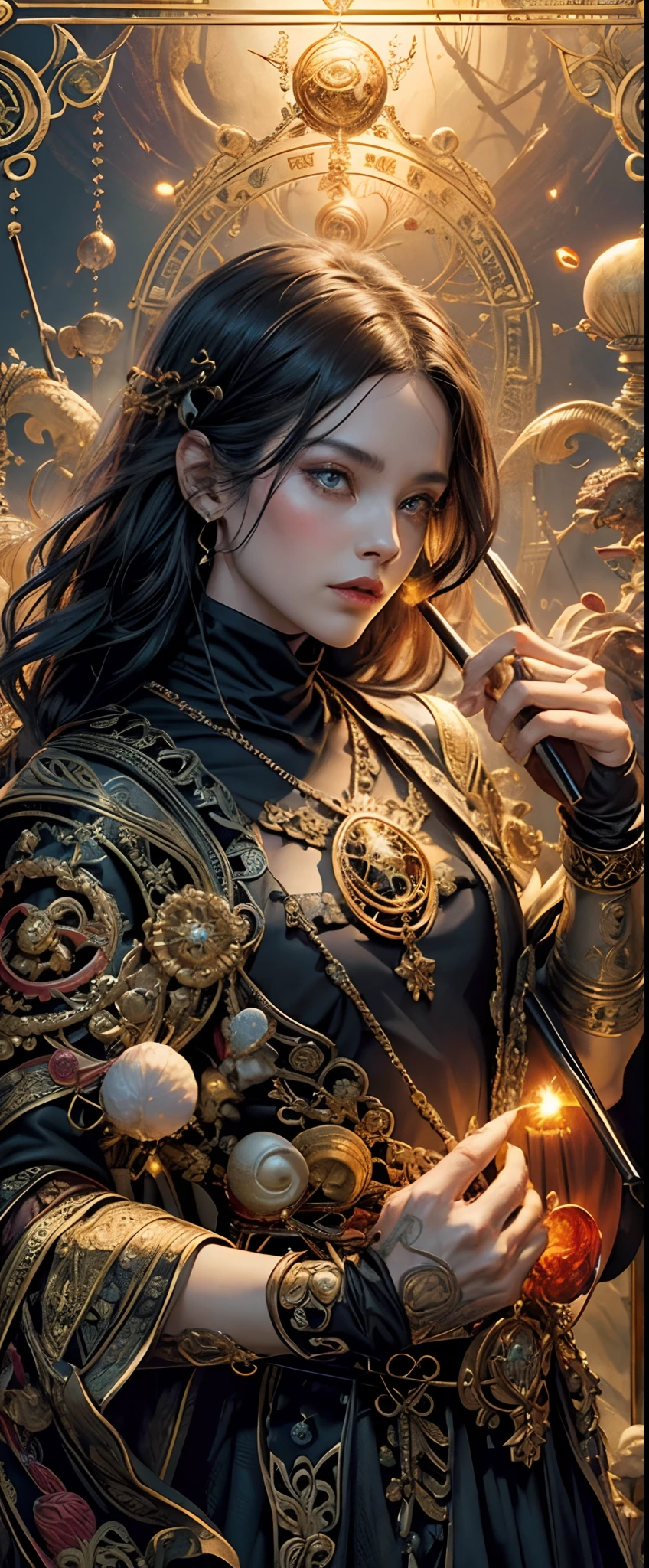 official art, unity 8k wallpaper, ultra detailed, beautiful and aesthetic, masterpiece, best quality, (zentangle, mandala, tangle, entangle), (fractal art:1.3) , 1girl, extremely detailed, dynamic angle, cowboyshot, the most beautiful form of chaos, elegant, a brutalist designed, vivid colours, romanticism, by james jean, roby dwi antono, ross tran, francis bacon, michal mraz, adrian ghenie, petra cortright, gerhard richter, takato yamamoto, ashley wood, atmospheric, ecstasy of musical notes, streaming musical notes visible
