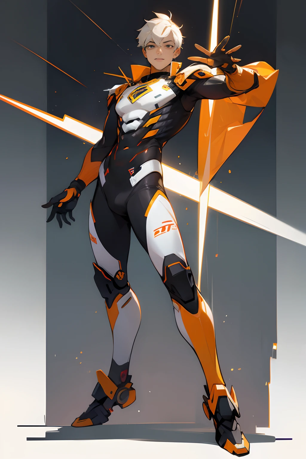 full body male cybernatic mahabrata with comical pose without mask or helmet