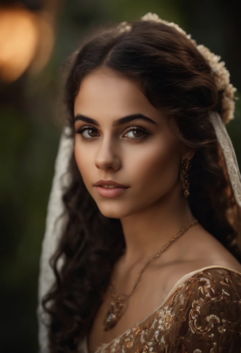 a close up of a woman with long curly hair, a character portrait, by irakli nadar, teenage vanessa morgan, young middle eastern woman, sofya emelenko, 1 / 4 headshot, cute young girl, charli bowater, extra-dark natural black hair, beautiful little girl, looking straight to the camera, beautiful mexican woman, jamie coreth
