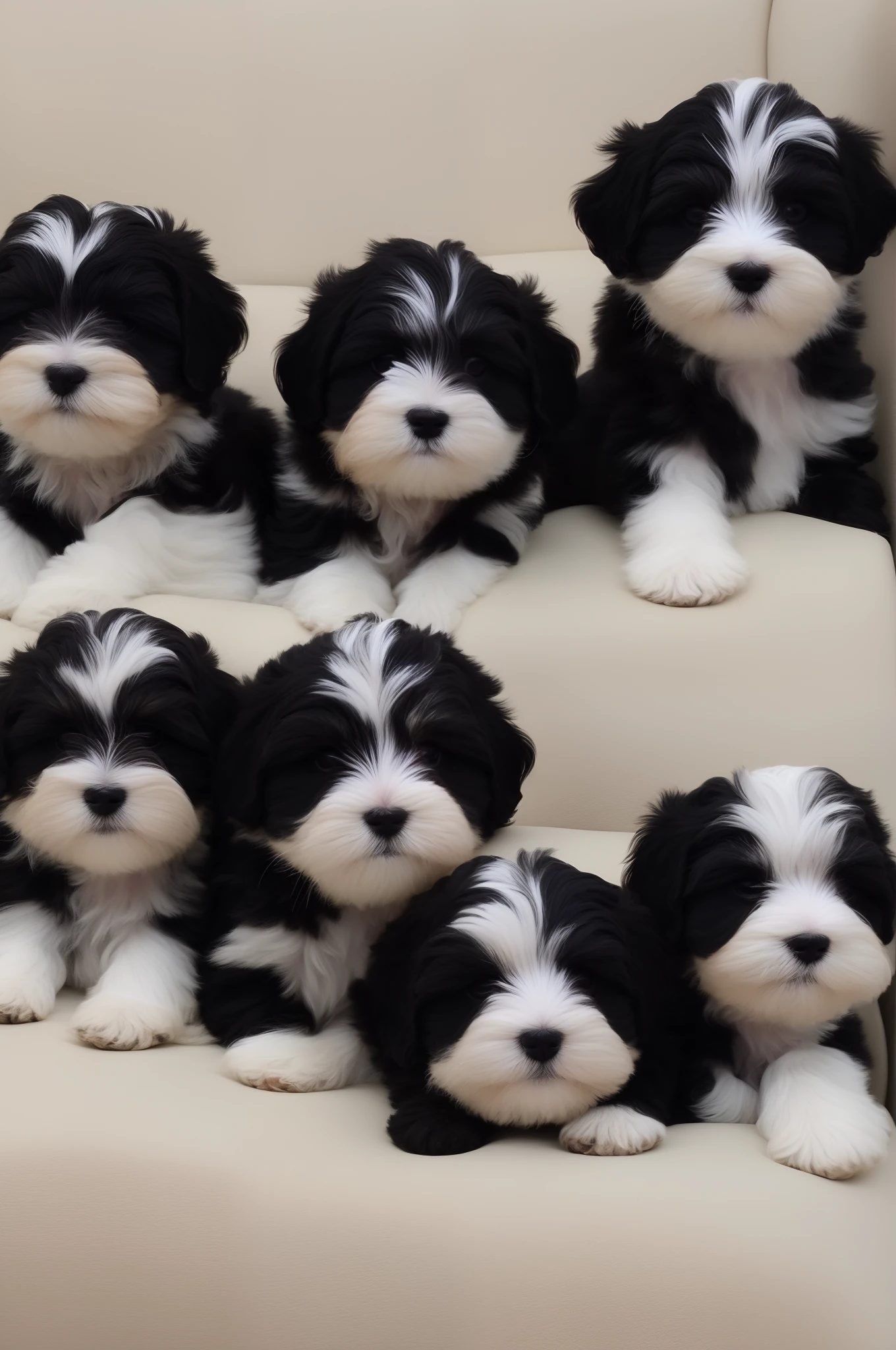 Havanese pups on a couch