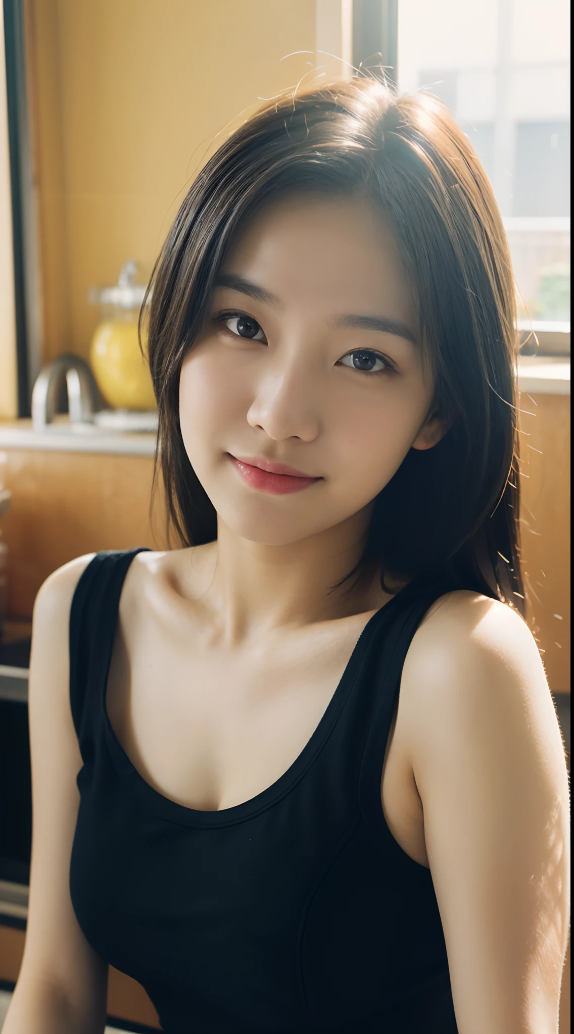 ((best quality, masterpiece, ultra high res, (photorealistic:1.4), RAW photo, extremely detailed)),
front view, from below, 1girl, the most Japanese popular idol, all fours, innocent smile, looking at viewer,
very loose sweater, youthful design bra,
extremely cute face, absolutely beautiful big black eyes, pretty wet lips, amazingly beautiful small breasts, beautiful black hair, exactly beautiful skins, very beautiful breasts, perfect body,
detailed face, detailed eyes, detailed lips, detailed breasts, detailed hair, detailed skins, detailed breasts, detailed body, detailed very loose sweater, detailed youthful design bra,