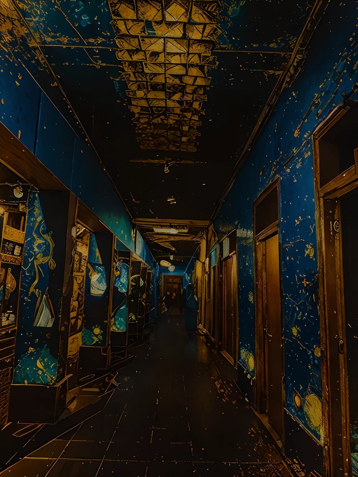 van gogh starry night style , impasto,