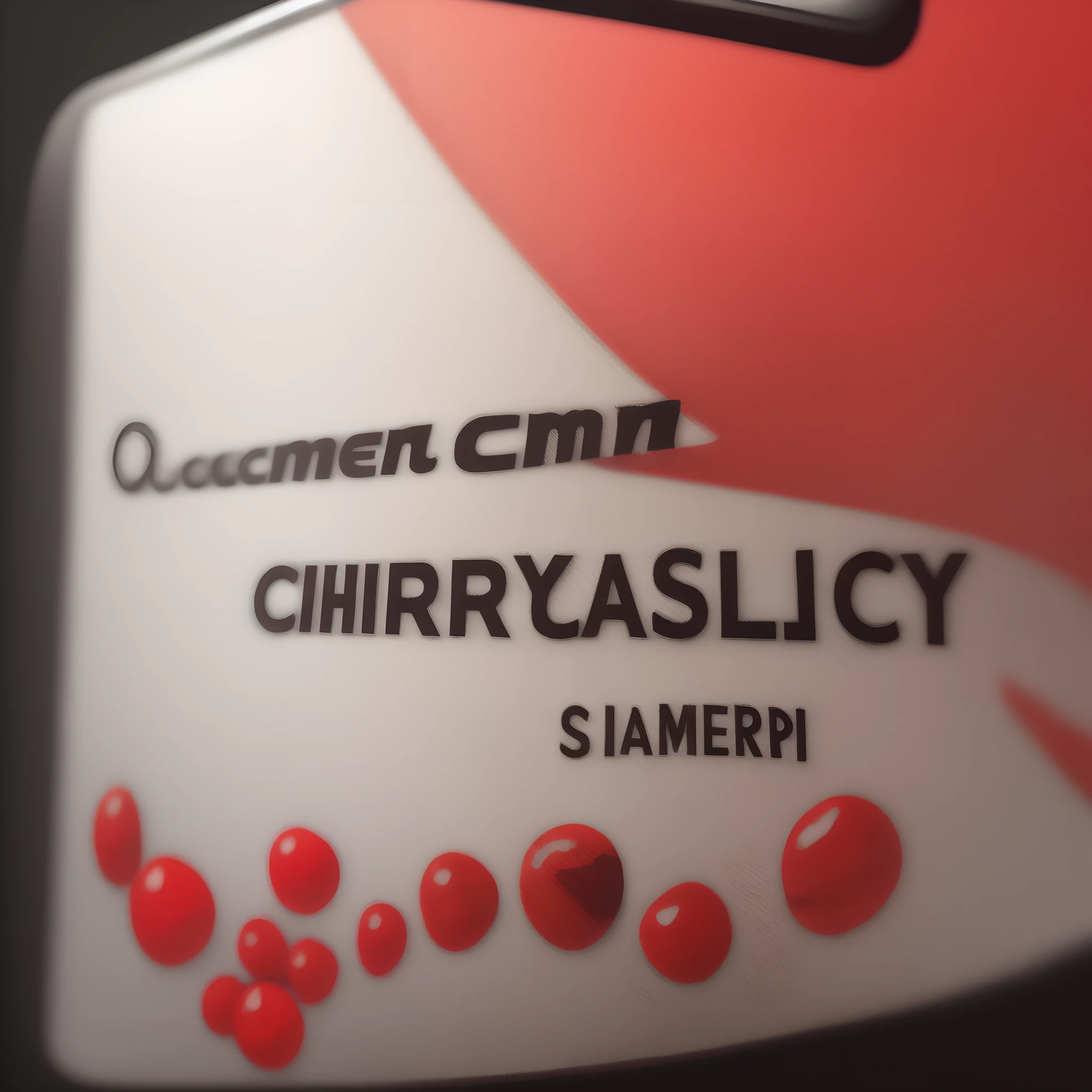 Cherry name logo in a red, black and white background