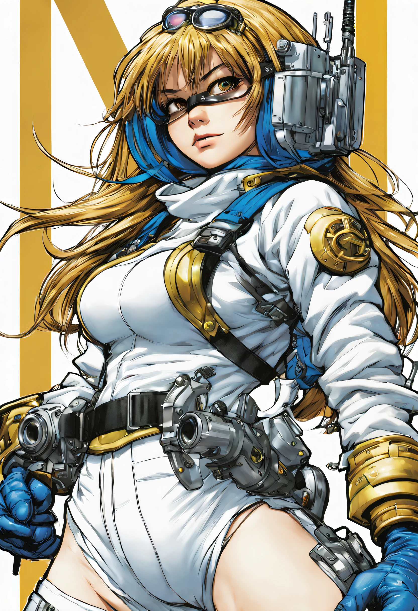 Comic Laemmle, by Masamune Shirow, hard disk, Manga, Show Avatar, female high-school student, Masamune Shiro STYLE, female high-school student, Black Eye, Muppets, It features a simple, Steered, , Manga, Contrasty, Porth, Full body, Dynamic Paws, Millary Gear, goggles, hoods, by Masamune Shiro, clean, compact, It features a simple、the golden ratio、Masterpiece、top-quality