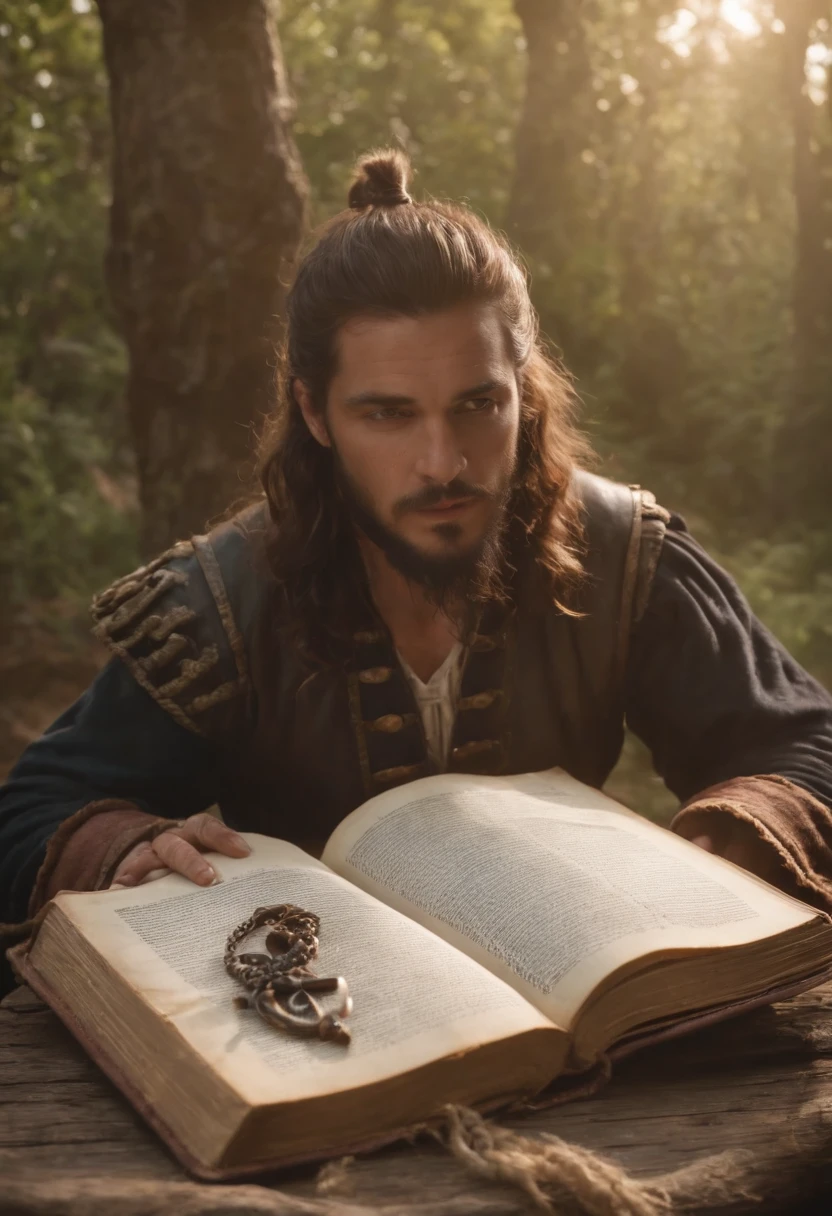 Ancient book, type of chronicles, the page of hook is presented in multiple color. The pirate king goes through hardships while running away from home and then reunites with its team. The style is exaggerated and detailed