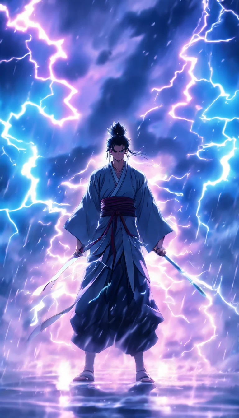 ((master part))，(best quality))，Vista distante，Surrounding lightning，Chuva de Espada，A young Taoist priest，Sistema de Espada Infinita，efeitos de brilho，hyper-realistic，Ultra foto realsisim，Chinese black and white ink style，preto e branco，Discoloration，Mancha，tinta，8k，super-fino，alta qulidade