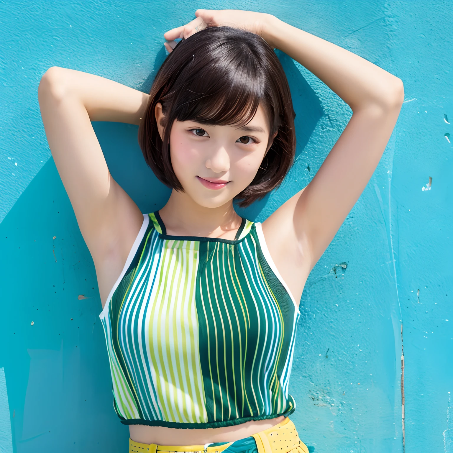 Junior High School Sleeveless Arm Up Short Hair Girl