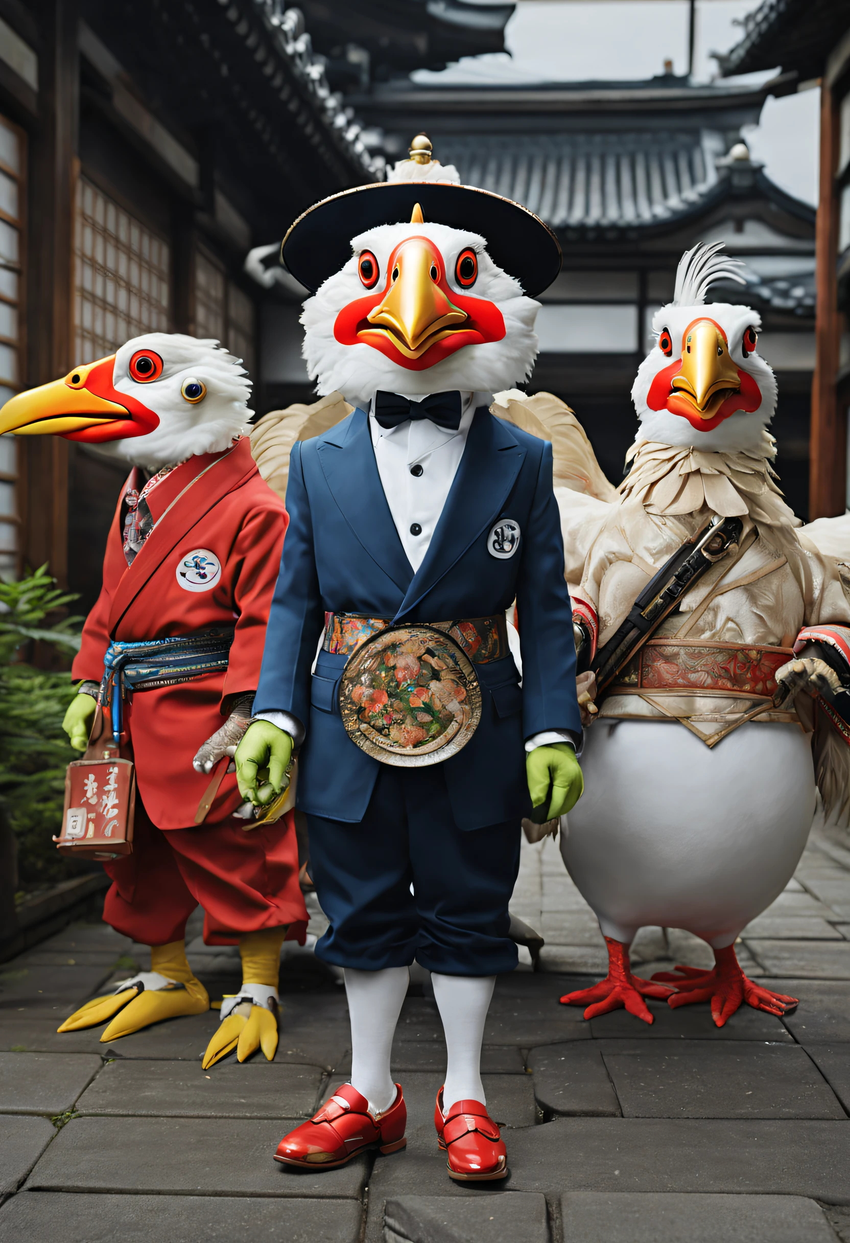 Japan style、Super Realistic、 by Yokoyama Taikan, hard disk, japanese painting, Show Avatar, pheasant, Yokoyama Taikan STYLE, pheasant, Black eye, Muppets, It features a simple, klara, japanese painting, Contrasty, harbour, Full body, Dynamic feet, Mirary Gear, by Yokoyama Taikan, clean, compact, It features a simple、the golden ratio、masutepiece、top-quality