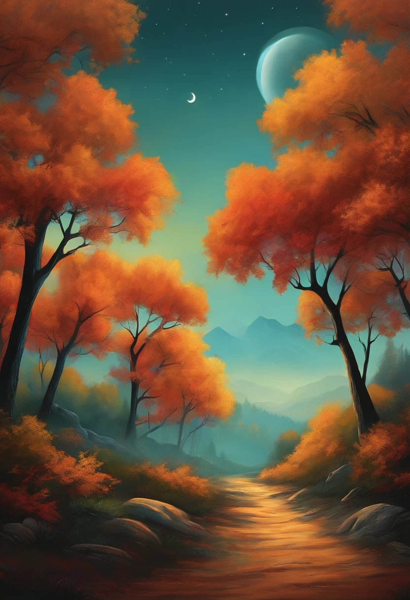 Snoopy style painting of trees