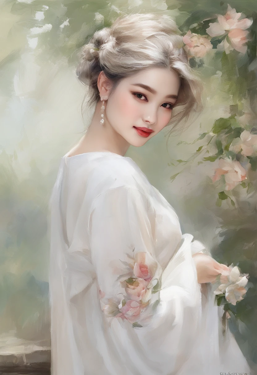 A smile、Royal Sister, gentle、bath robe、sandals、profesional lighting、Night Pool、(top-quality)、(Masterpiece)、20yr old、D-cups、ellegance、Korean female1One guy、(Best quality)、(8K)、Whitening skin、Very delicate and delicate skin texture、Snow-whiteskin、Delicate long hair、Cute