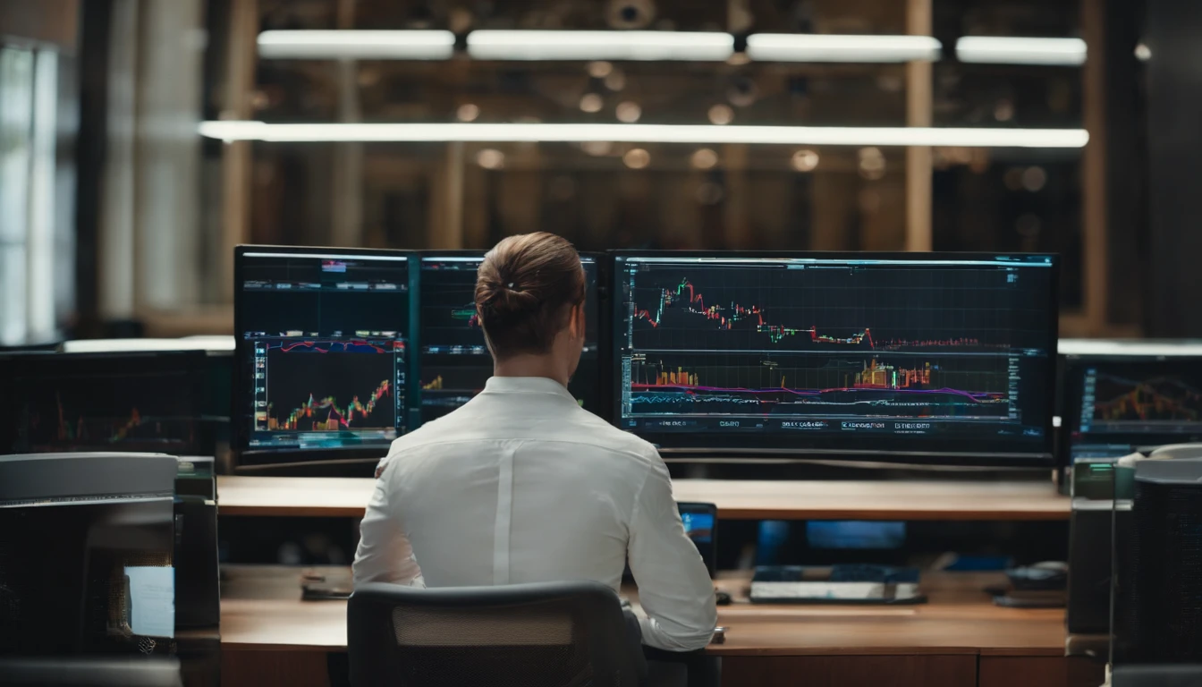 (Image: [Insert image of a cute girl analyzing stock charts]) Stock analysis, data-driven, trading floor, color film.